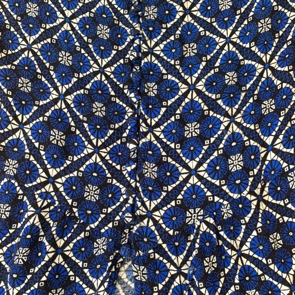 Free People Blue White Geometric Boho Mini Day Dress Button Up Size 0 - Picture 10 of 10